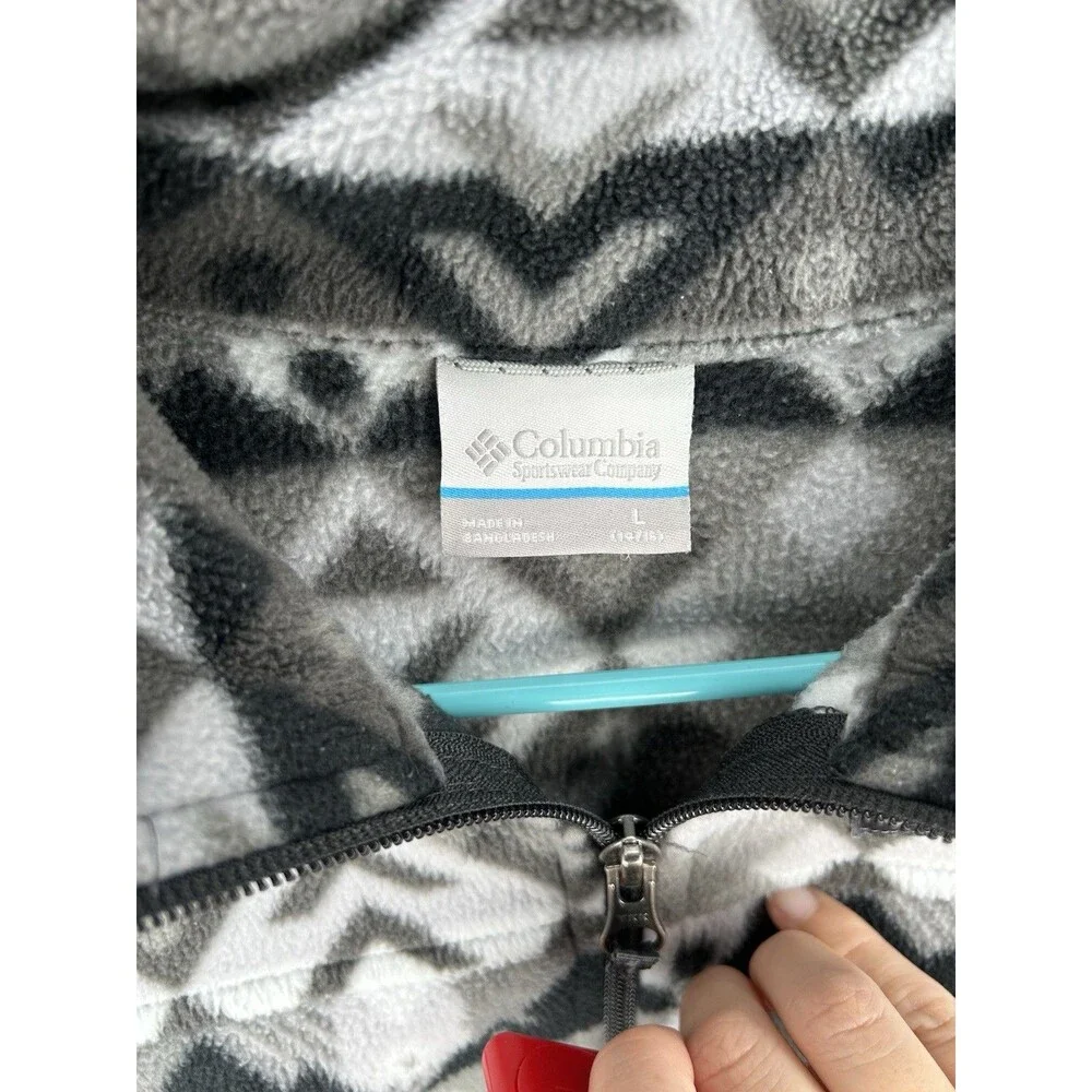 Columbia Boys Size Large 14-16 Full Zip Fleece Gray Pattern Jacket - Picture 2 of 6